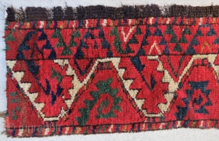Ersari with Salor flavor. One more fantastic color "Salorish" Ersari main rug fragment. Size is cm 35x180. Do we see dragons here? Dyes are incredibly powerful. Early 19th c.    