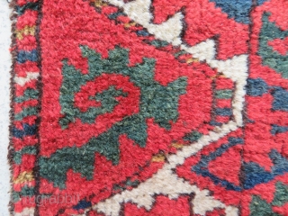Ersari with Salor flavor. One more fantastic color "Salorish" Ersari main rug fragment. Size is cm 35x180. Do we see dragons here? Dyes are incredibly powerful. Early 19th c.    