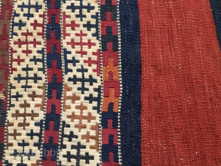 Fantastic graphics here in this wonderful, unusual, very rare, beautiful Anatolian cuval or storage bag from Eastern Anatolia, called Malatya by business, but actually woven by the famous Sinanli tribal group. Size  ...