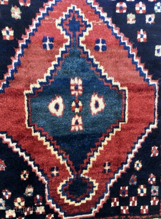 Chahar Mahal Bakhtiari gabbeh rug. Cm 160x186. Age: first half of the 20th c. Woven somewhere in the Chahar Mahal mountains. Super shiny silky wool. Long pile. w & w cotton. Wonderful  ...