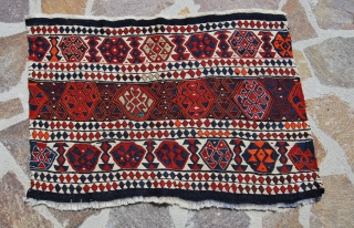 Let's learn something interesting regarding sumack weaving.
Eastern Turkey Sumack big heybe face. Cm 66x96. Datable as late 19th or early 20th century. Where from? It's a puzzle, could be Kurdish? Such pieces  ...