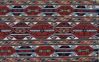 Karabagh (or Shahsavan?!) mafrash/bedding bed side panel. Cm 44x98. Second half 19th century. Very fine weave, lovely saturated colors, great pattern. See John Wertime "SUMAK BAGS", page 177 for a very similar  ...