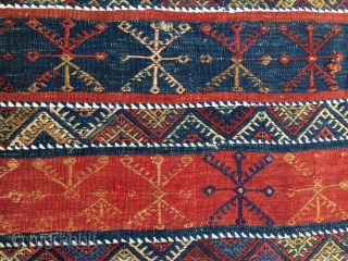 Eastern Anatolia, Malatya area cuval face. Cm 70x110 ca. Early 20th c. Great colors. Reasonable price. (Frankly I thought it was from Bergama area!)
         