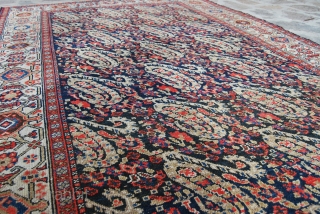 Beautiful Mishan Malayer cm 337x157 or ft 11.0x5.1, end 19th/early 20th century, lovely boteh pattern, good colors & condition, needs smaller restorations.           