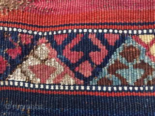 Sinanli kilim/cuval fragment. Cm 68x102. Datable 1860/1880 or earlier. The Sinanli were part of the bigger Reshwani tribal group. They were mainly located in Eastern Anatolia. This lovely fragment might be a  ...