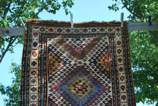 Karabagh rug.
Cm 115c220.
End 19th century.
High pile.
Some old restorations.
Great pattern, great colors, great condition, great everything......
Please email carlokocman@gmail.com

More photos and infos here: https://www.facebook.com/media/set/?set=a.10151816614804258.1073741878.358259864257&type=3
           