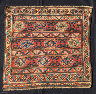 Karabakh sumack bag face.
(yes Karabakh, not Shahsavan as I thought, but….read later on) 
Cm 53x57. 
Databile 1880sh. 
Classic, elegant, rich design. 
Lots of deep, saturated natural colors.  
In very good condition.  ...