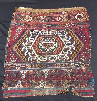 3 antique, wonderful, natural color Malatya kilim bag faces attributed to the Sinanli tribal group. Over 100 years old, awesome, natural, saturated colors, metal thread all over, real tribal art wonders. Rare  ...