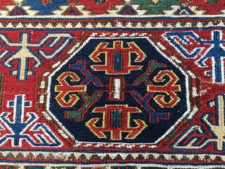 Yes, this is a top Khyzy, north of Baku, Azerbaijan, sumack mafrash main panel. Size is unusually big for such a wonder: cm 67x108. Datable mid 19th century. Really beautiful and extremely  ...