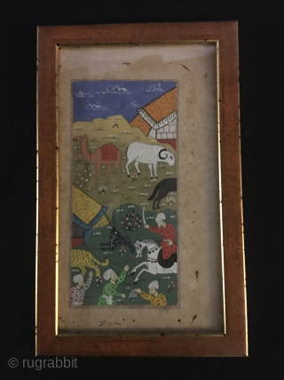Three Persian miniatures early 18th century or earlier.
Sizes are: cm 20x31, 21x29, 22x33.
They have been framed 50/60 years ago.
Beautiful, great quality.
Sold 1, 2 or the 3 together.
Email carlokocman@gmail.com     