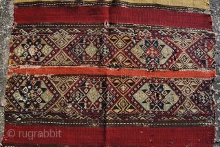 This cuval or storage bag is most probably from Sinankoy village in the Malatya province, Eastern Anatolia, Turkey. They used fantastic, deep, natural dyes while in the weaving of the central part,  ...