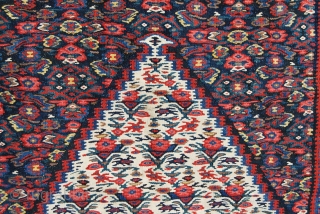 This is a great kilim. Some say it's a Bidjar, others stick to Senneh. In any way it's simply a wonderful textile example of tribal art.  
Cm 105x150. Second half 19th  ...