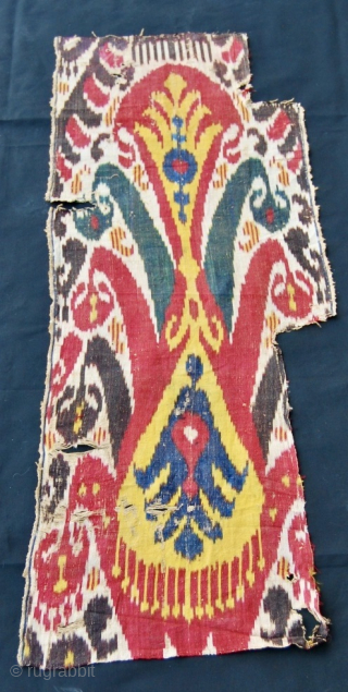 Uzbek Silk Ikat Fragment. 
Cm 124X42 ca. Second half 19th century
Right, it's not one of the 7 wonders of the world, but it's a nice, sweet, beautiful piece! A fragment as you  ...