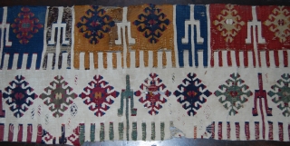 Central Anatolia kilim fragment. Cm 38x110. Second half 19th century. Great colors, great pattern. See more pics on my fb page: https://www.facebook.com/media/set/?set=a.10153419885734258.1073742040.358259864257&type=1&pnref=story

           