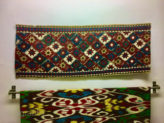 1001 Star Shahsavan Sumack mafrash long panel. Cm 40x110 ca. Wonderful pattern with the ceiling of every Nomad: the sky filled with stars. Lovely natural saturated colors: yellow, green, blue, madder red,  ...