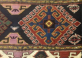 Super Shasavsan sumack mafrash end panel. Cm 44x55. Over 100 years old. Very fine weave, among the very best by this great group. Fantastic, deep saturated natural colors. See the greens, the  ...