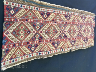 Shahsavan Sumack Mafrash Long Panel. Cm 35x92. 3rd/4th q 19th c. Very fine & tight work. Great colors: greens, blues, red, brown… Might need another good-
Please email to carlokocmn@gmail.com
See all of my  ...