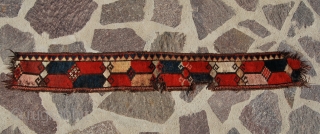 KIRGHIZ PILED TENT BAND FRAGMENT. CM 128X17. LATE 19TH/EARLY 20TH CENTURY. SINGLE WEFT. 
MORE PICS? SEE: http://www.facebook.com/media/set/?set=a.10150194509843492.315589.579403491
See also my Kirghiz yastik.
            