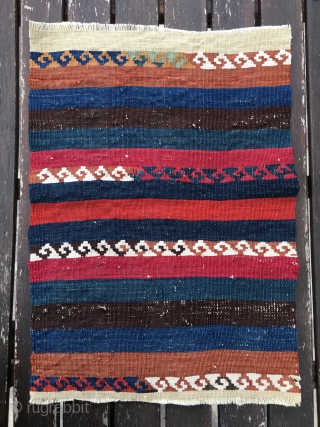 Nothing special, but worth having a look. Eastern Anatolia kilim fragment. Cm 41x57. Over 100/120 years old, terrific natural colors, minimalistic pattern. Definitely a small jewel.       