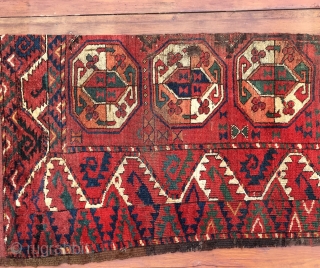 Turkmen Ersari rug fragment. Cm 67/77x177. Early 19th c. Great colors.                      