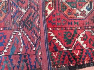 Turkmen Ersari rug fragment. Cm 67/77x177. Early 19th c. Great colors.                      