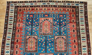 ANTIQUE GORGEOUS POMEGRANATE TREE OF LIFE SHIRWAN RUG WITH PALMETTES ON MADDER RED SIDE FIELD

CM 148X174
AGE: MID 19TH CENTURY, SHOULD BE 1860/70 SH
A very rare Shirwan rug with pomegranate trees of life  ...