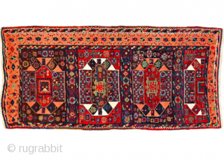 Eastern Anatolia Diwan carpet fragment. Most probably Kagizman. Cm 90x115 ca. Second half 19th century. Best natural dyes. The apricot is simply incredible. Almost all over full pile. The colors are simply  ...