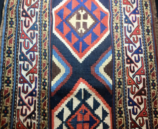 Shahsavan Mogan Savalan bedding bed side panel
Sumack/flatweave mafrash long panel.
Cm 55x102
Late 19th or early 20th century
In great condition.
See John Wertime "Sumack Bags" page 136/7
See also its interesting caption.

Please email carlokocman@gmail.com

   