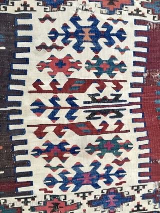 Aydinli kilim strip. Western Anatolia. 3rd quarter 19th century. Fantastic natural saturated colors,...all of them. Collector's item, one of the best of this type. More infos & pics on rq.   