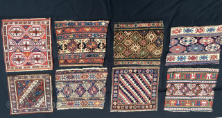 8 super bag faces, mostly Shahsavan, mostly sumack.
All antique, all with natural dyes, all in mainly good conditions.
Have a look, you will probably like any of these tribal jewels.
If interested let me  ...