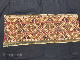 Sumack mafrash side panel. Cm 36x90. 4th q 19th c. Kurdish? Shahsavan? Sinanli? This time cannot decide, need help for right attribution. Great natural saturated colors. Very fine weave. A beautiful tribal  ...