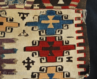 Western Anatolia kilim fragment. Aydin area. Size is cm 77x77. Second half 19th century. Great colors. See more pics on fb: https://www.facebook.com/media/set/?set=a.10152675583659258.1073741953.358259864257&type=1

           
