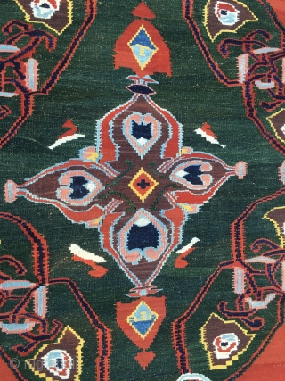 Central Anatolia Dobag era kilim. Cm 140x205. Best wool, best colors, best weaving. Fantastic yellow, green, madder red, etc..... 16th century rug pattern.
Never used, in top conditions. Reasonably priced: € 999 plus  ...