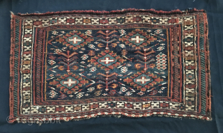 Afshari sumack mafrash side panel. Cm 30x55 ca. Probably 1890 if not earlier. This bag travelled a lot in the years, going from collector to collector. I had Sale price. Offers welcome.
Please  ...