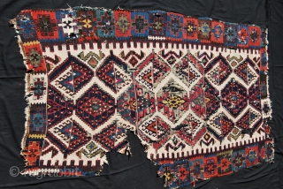 Wonderful East Anatolian kilim fragment. Cm 190x120 ca. At least early 19th century. Fantastic dyes. Wool, cotton, metal thread. 
See more pics on fb: http://www.facebook.com/media/set/?set=a.10151115881319258.496610.358259864257&type=1

        