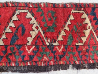 One more fantastic color "Salorish" Ersari main rug fragment. Size is cm 35x180. Early 19th c.                 