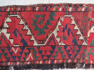 One more fantastic color "Salorish" Ersari main rug fragment. Size is cm 35x180. Early 19th c.                 