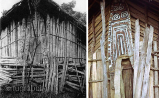 Papua New Guinea Cult house engraved wooden panel.
Cm 145/56 in ca.
Field collected mid 20th century by a Dutch collector in the Sepik river area mountains.
Very hard wood, clay and plant pigments coloring.
Such  ...
