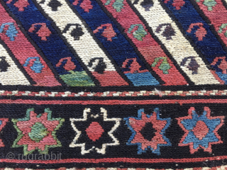 Stars & Stripes & Colors!!!!
Shahsavan beautiful..let's say awesome sumack bag face!
Cm 46x46 ca. 
Late 19th or early 20th century.... if not before. 
Fantastic pattern with stars in the wide border and diagonal  ...