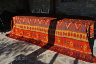 REF 614CK ORANGE TRACIA	CM 390X315
Tracia Orange Kilim from the Ottoman Balkans. Cm 390X315 or FT 12.8X10.3. Second half 19th century. In overall good condition. 2 or 3 small holes, some old minor  ...