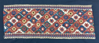 1001 Star Shahsavan Sumack mafrash long panel. Cm 40x108. Wonderful pattern with the ceiling of every Nomad: the sky filled with stars. Lovely natural saturated colors: yellow, green, blue, madder red. White  ...