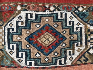 Anatolian cuval or storage bag. Cm 110x120 ca. 1880sh. Coarse wool, fine weave. Battered, wrecked but beautiful, antique, colorful, great! Reasonably priced.           