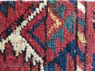 Small Turkmen rug fragment. Not relevant but for the great colors. Size is cm 18x53. Mid 19th c.
               