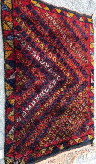 This Yatak or sleeping rug is from Konya area. Size is cm 132x186. Great size, great, unusual pattern. High pile, lovely color combination, very good condition. Colors: imo some are natural, some  ...