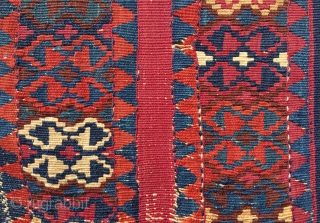 Color kilim wonder fragment. Cm 60x115 ca. 1860sh. South East Anatolia, could be Malatya area. If you succeed to bypass the condition issues of this fabulous fragment you will enjoy the wonderful  ...