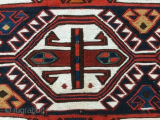 Azerbaijan khorjin sumack bag face. Cm 43x49. Late 19th, early 20th century, so 100 to 120 years old. Beautiful, rare, in good condition, proportioned, etc.... Orange might, say might not be natural,  ...