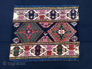 Top Sumack Shahsavan mafrash end panel. Cm 46x54. 1880sh. Deeply saturated natural colors in a very bold combination. Finest possible weave. In mint condition. A real jewel. Not to miss.   