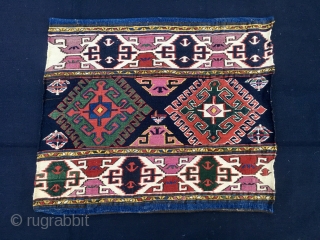 Top Sumack Shahsavan mafrash end panel. Cm 46x54. 1880sh. Deeply saturated natural colors in a very bold combination. Finest possible weave. In mint condition. A real jewel. Not to miss.   