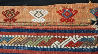 Eastern Anatolian Kurdish cuval face fragment. Cm 139x100. Datable to mid 19th century, 1850/1860. Wool & cotton. Great colors.              