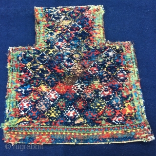 Lovely Shahsavan Sumack namakdan/salt bag face. Cm 36x26x38. End 19th c. Wonderful colors, wonderful pattern. The back side looks like a painting by Jackson Pollock. Might need one more wash. A beautiful  ...